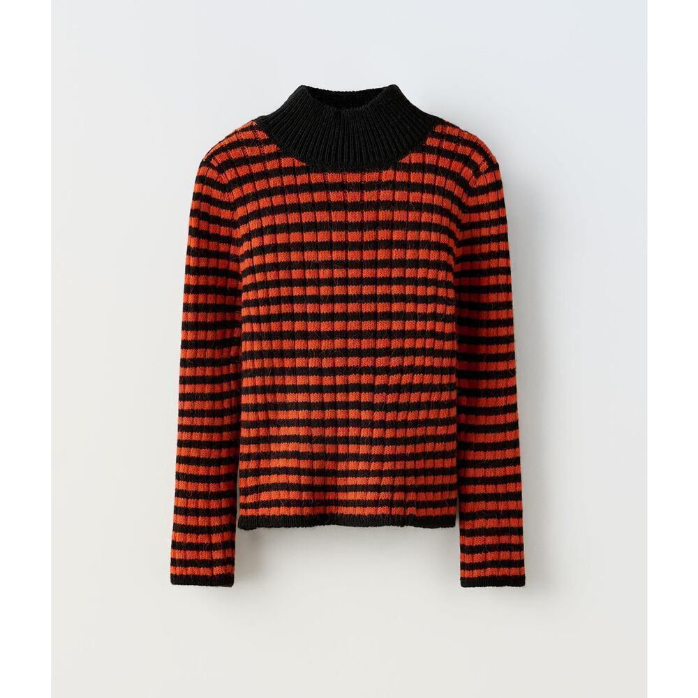 🔥FLASH SALE🔥 Zara red and black striped rib knit sweater kids girls size 11-12